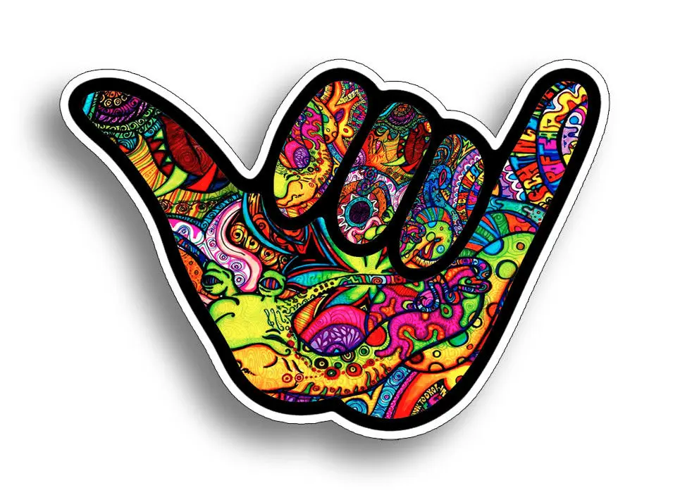 XP0024 Shaka Hang Loose Graffiti Sticker Tattoo Car Window Bumper Cup JDM Vinyl Decal  5 tall x 3.5 wide