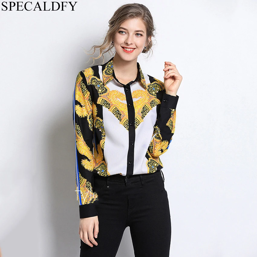 

2019 Spring Autumn Long Sleeve Vintage Blouse Ladies Office Shirts Womens Tops And Blouses Runway Designer TopsBlusas Feminina