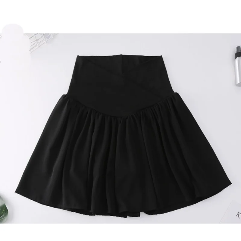 HziriP новые корейские мини шифоновые юбки для беременных модная летняя Однотонная юбка с высокой талией Одежда для беременных