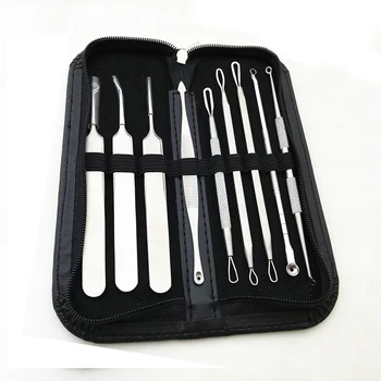

9 Pcs Blackhead Remover Tool Set Stainless Steel Professional Acne Pimple Extractor Blemish Pores Cleaner Effective Beauty Tool