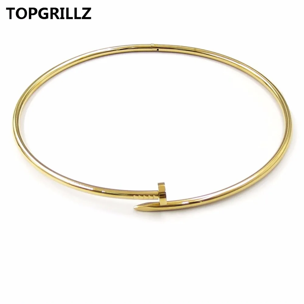 TOPGRILLZ New Classic Nail Necklaces For Women Gold Filled Choker