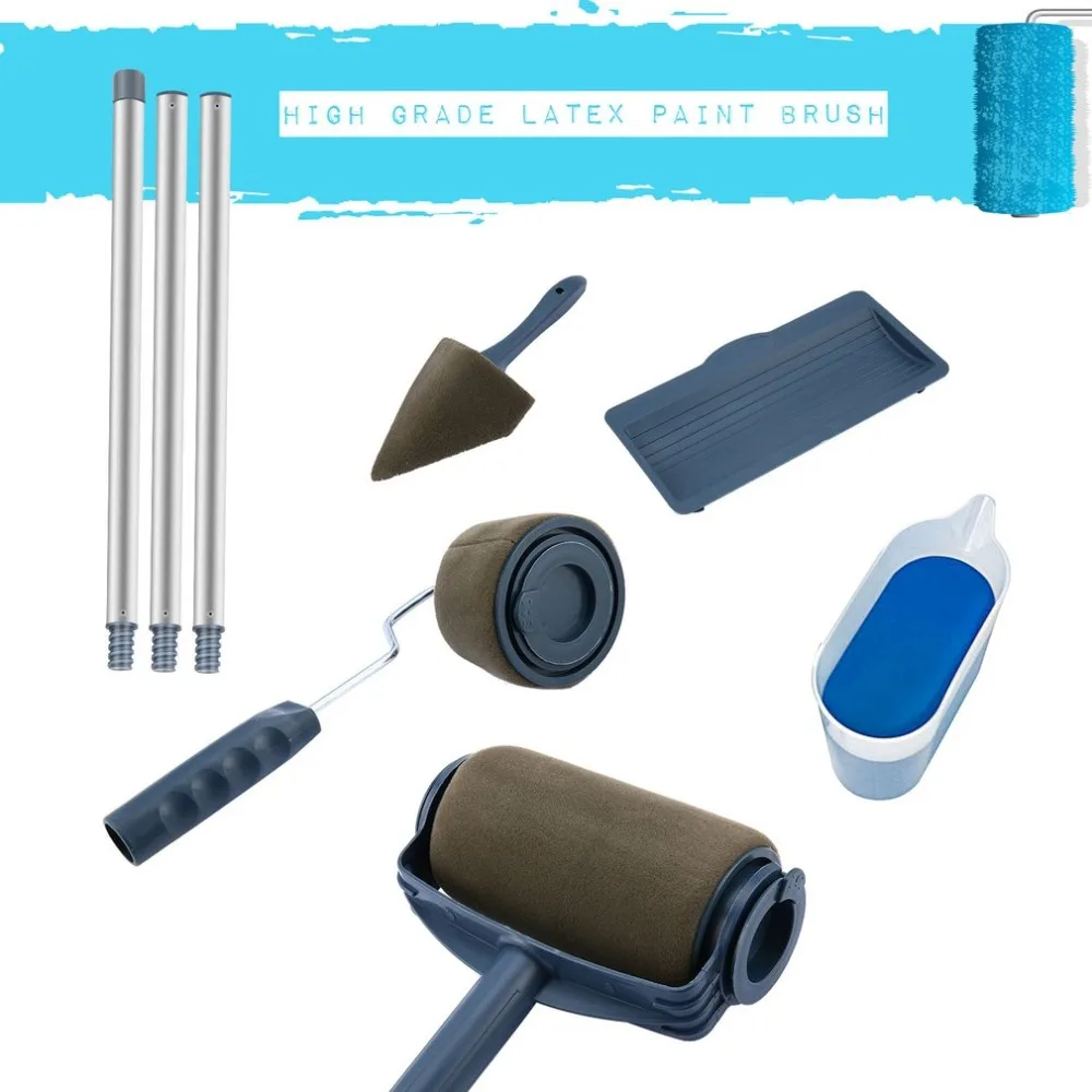 

Paint Runner Roller Pro Rollers Wall Painting Kit Wall Brush Handle Tool Edger Room Garden Painting + Extension Pole Tube DIY