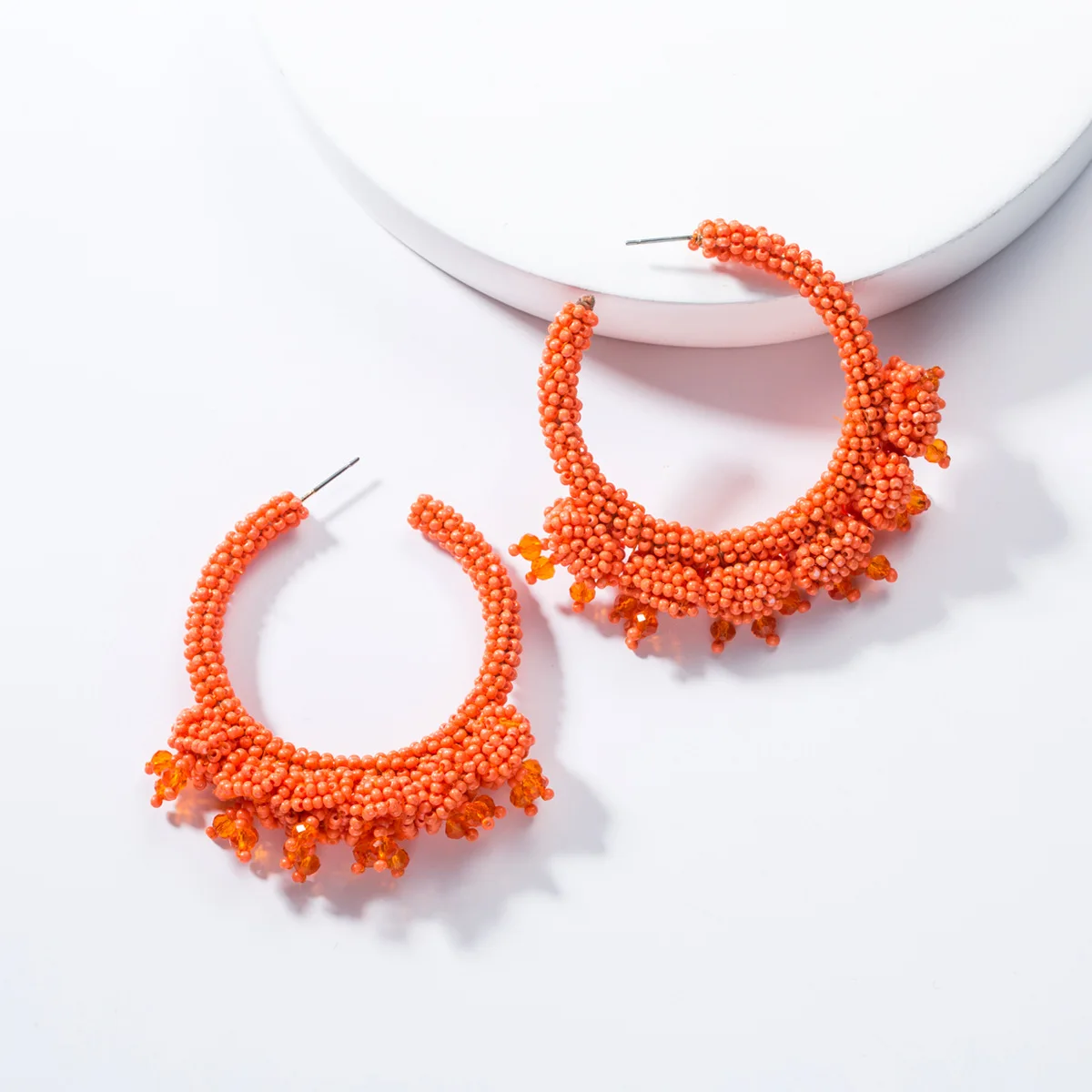 

11 Colors Vintage Handmade Beads Hoop Earrings For Women Jewelry Bohemian Maxi Statement Earrings Accessories Jewelry 2019