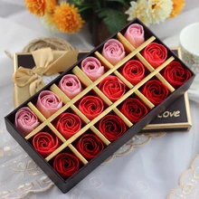 Rose Soap Flower Scented Soap Flower Petals 18 Heads With Box For Valentine’s Day Birthday Gift Artificial Flowers For Decor