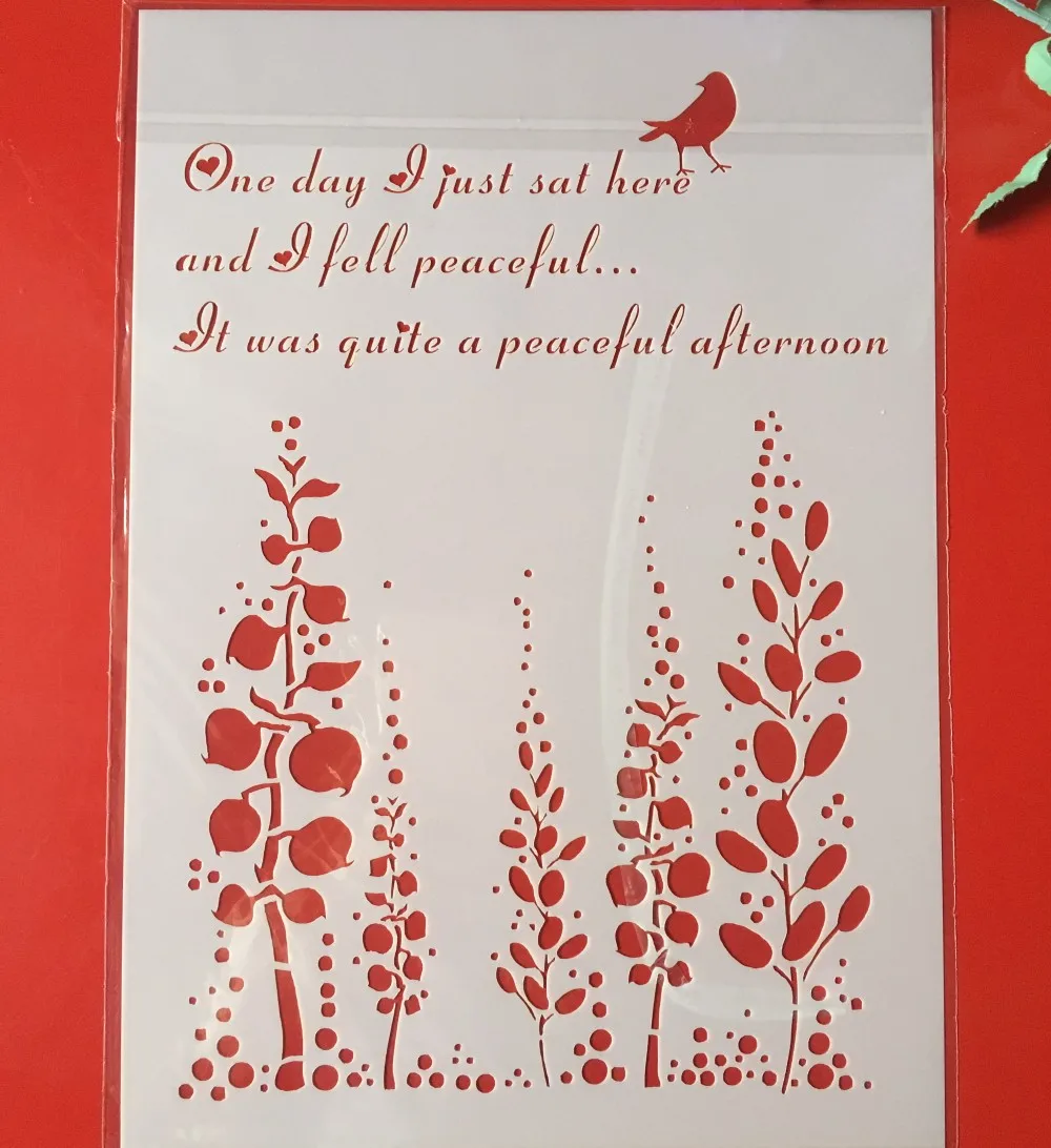 

Hot A4 Tree Bird Words DIY Layering Stencils Wall Painting Scrapbook Coloring Embossing Album Decorative Paper Card Template