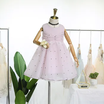 

Roimyal Wholesale 3-8years Girls dress 2019 summer new fashion girl wave point mesh gauze sleeveless dress free shipping