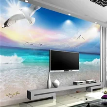 Custom 3D Fabric Textile Wallcoverings For Walls Matt Silk For Living Bedroom TV Background Room Beach Scenery Surf Cloud Murals Custom 3D Fabric Textile Wallcoverings For Walls Matt Silk For Living Bedroom TV Background Room Beach Scenery Surf Cloud Murals