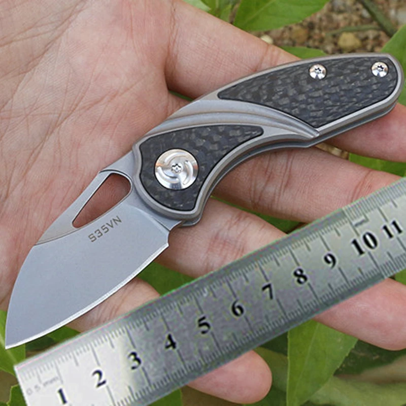

KESIWO HA025 folding knife S35VN or Damascus blade titanium carbon fiber handle small camping survival pocket knives EDC tool