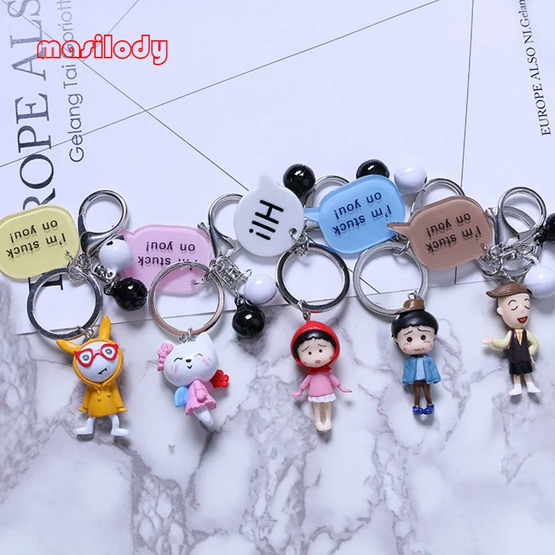20pcs/Lot Mixed Cartoon People Keychain Boy&Gril Key Chain For Lover
