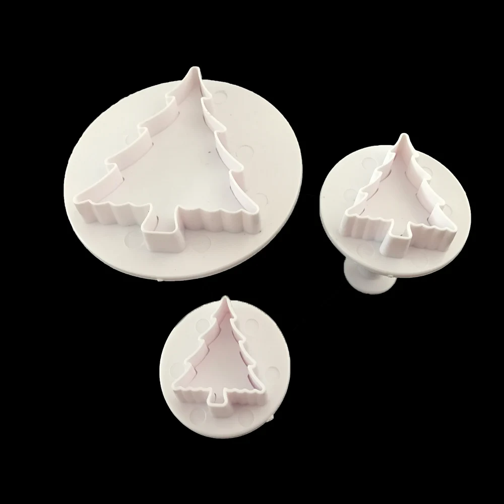 3PC Set Plastic Christmas Tree Fondant Cutter Cake Mold