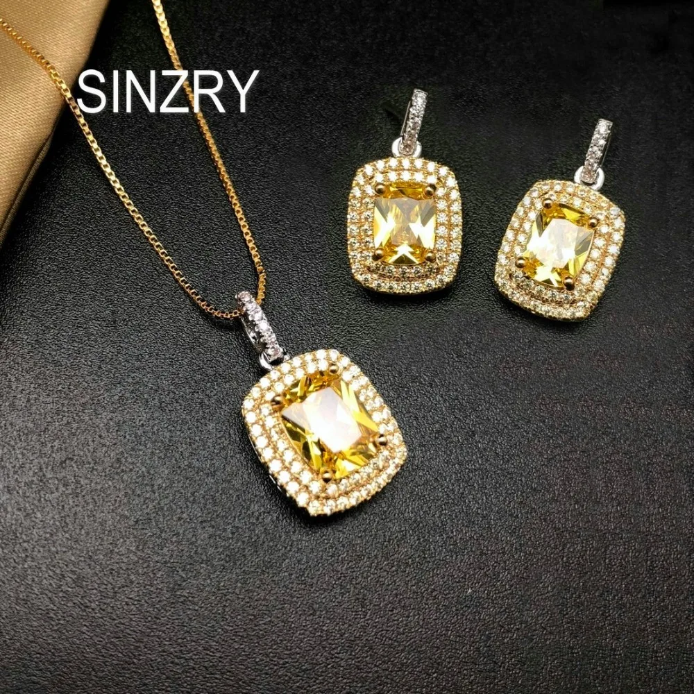 SINZRY 2018 модный ослепительный Ювелирный Набор Элегантный Желтый фианит кристалл