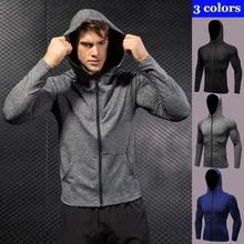 

Men Running Jacket Quick Drying Plush Sports Fitness Long Sleeves Hooded Tight Gym Soccer Basketball Outdoor Training Run Jacket