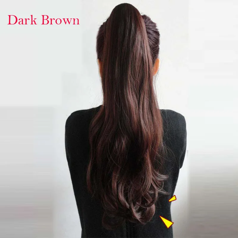 SHANGKE HAIR 24'' Synthetic Ponytail Wowen Wavy Claw Clip in PonyTail Hair Extension Heat Resistant Fake Hair Pieces