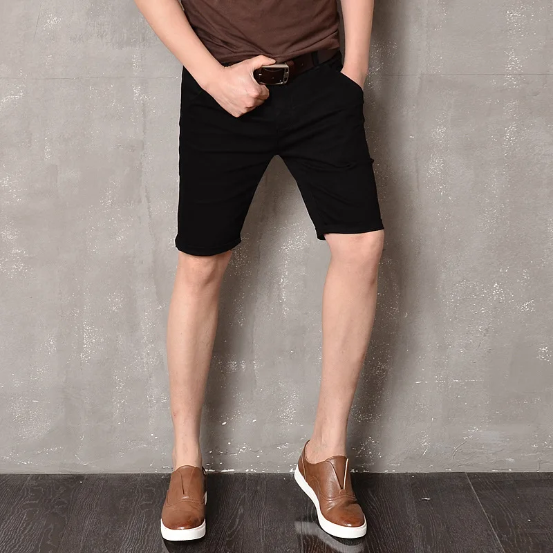 LEDINGSEN 2018 Spring New Design White Denim Shorts Bermuda Elastic Skinny Black Jeans Shorts Cotton Fashion Summer Shorts 38
