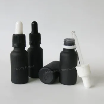 

360 x 20ml Frosted Black Drop Bottle With Tamper Evident Dropper 20cc Empty Glass Essential Oil Bottle