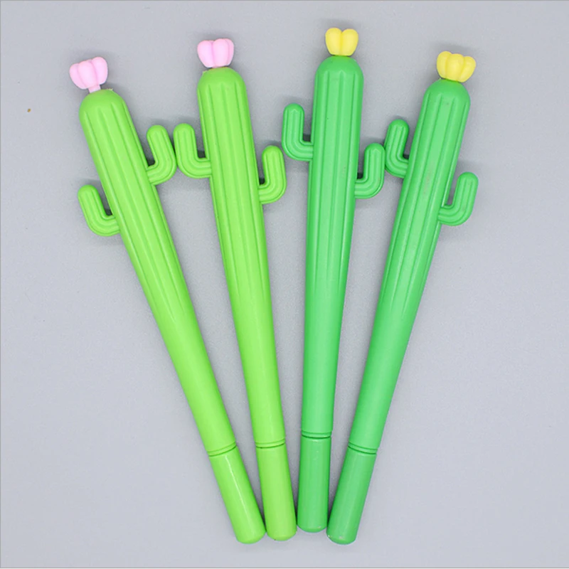 

4Pcs/Set gel pen cute cactus kawaii white 0.5mm fourniture papeleria bureau Solid color stationery material escolar kalem caneta