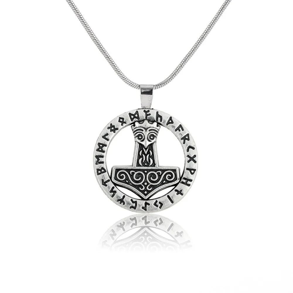 Tibetan Silver Plated Mjolnir Thor Hammer Knot Pendant Necklace Viking Norse Odin Jewelry for Men 2016