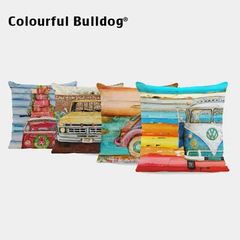 

Cartoon Vessel Paddles Cover Pillows Electric Car Lovely Cars Throw Pillow Covers Blue Bicycle Home Sofa Decorative Pillowcases