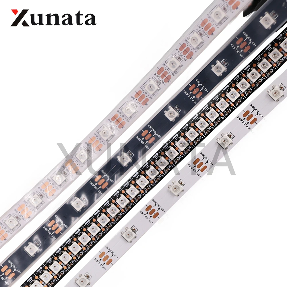 1 м 2 4 5 DC5V WS2812B черный/белый PCB 30/60/74/144 светодиодов/м WS2812 IC IP30/IP65/IP67 Светодиодный