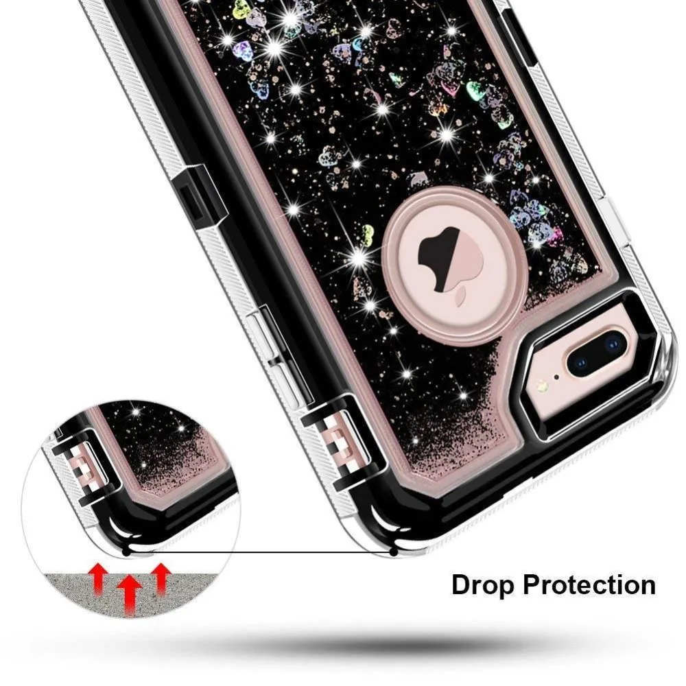 Calidad superior para iPhone 8 Plus XR XS Max 7 brillo líquido defensor claro Bling movediza funda Calidad superior para iPhone 8 Plus XR XS Max 7 brillo líquido defensor claro Bling movediza funda