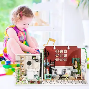 

Baby Wooden DIY Doll House Miniature Handmade Assembly Model House Toy