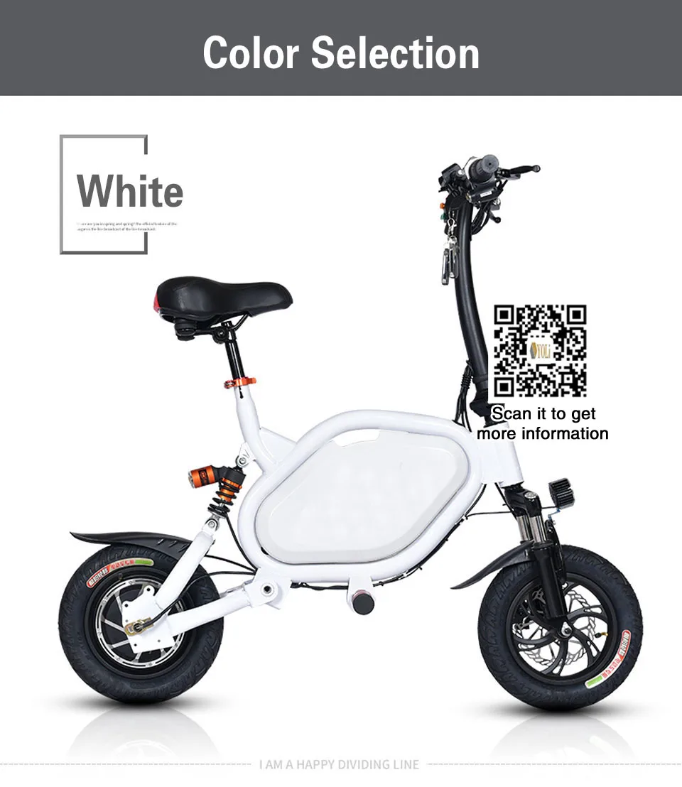 Мини-тип Электрический велосипед Взрослый Женский мини-аккумулятор складной мощный электрический велосипед легко брать велосипед - Цвет: WHITE