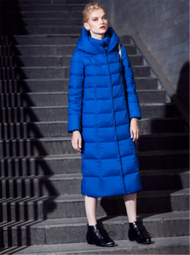 Приталенное зимнее женское пальто размера плюс,, толстая пуховая парка, длинное пальто, теплая зимняя куртка, женские пуховики и парки FYY008 - Цвет: blue