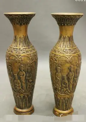 

S4533 9" Chinese FengShui Bronze Dyansty Palace 4 Beauty Belle Statue Pot Vase Pair discount 30% (C0324)