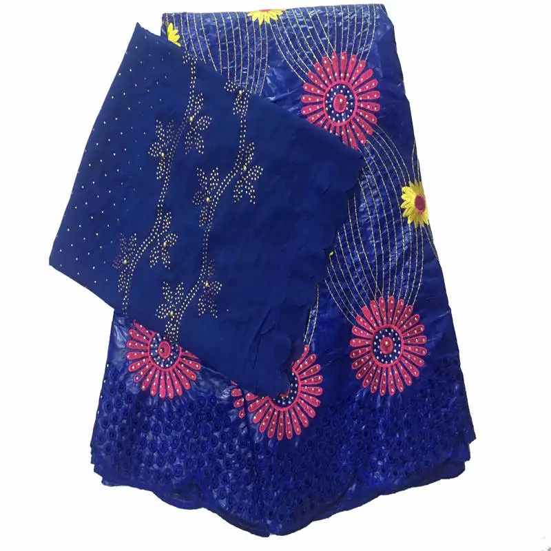 

WX!2019New Mixed Color Guinea Brocade Cotton African Lace Fabric Bazin Riche Tissu Top Quality Austria 5+2 yard !P60325