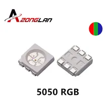 100 шт. 5050 RGB SMD светодиодный красный зеленый синий светодиод SMT PLCC-6 3-CHIPS светоизлучающие диоды лампа шарик для автомобиля, лодки, велосипеда DIY