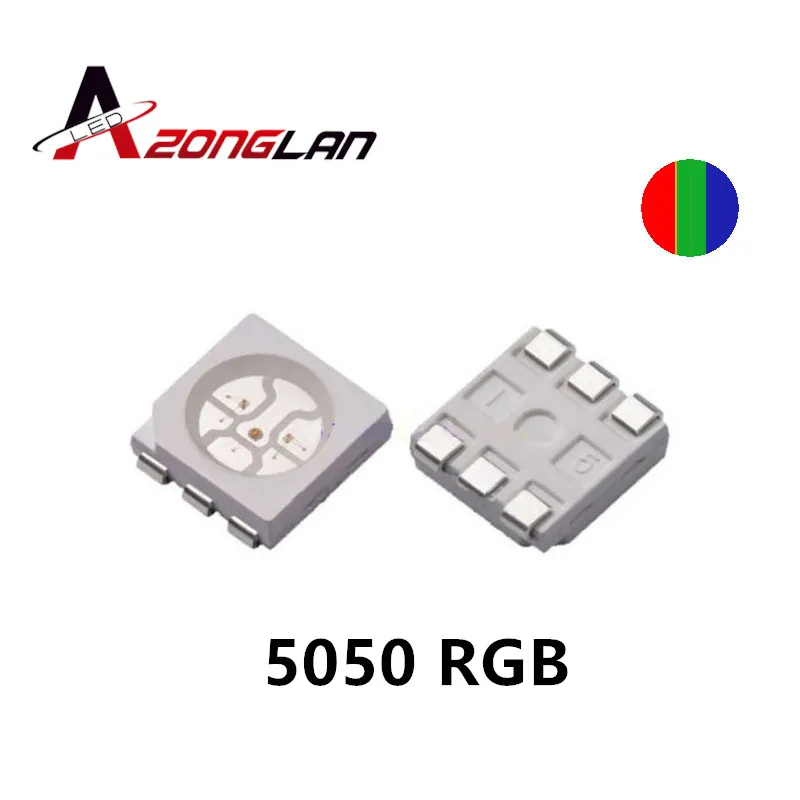 100 шт. 5050 RGB SMD LED красный зеленый синий SMT PLCC 6 светильник CHIPS светоизлучающие диоды