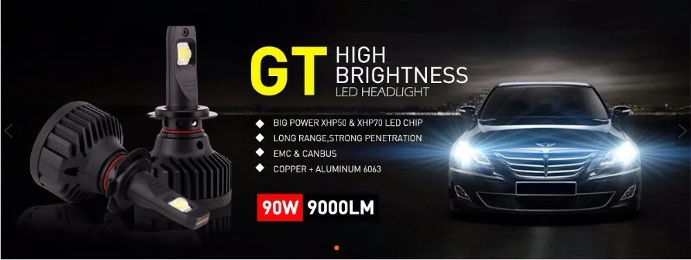 1 компл. H8 H9 H11 XHP70 объектив чипы GT автомобиля светодио дный фар H4 H7 9005 9006 HB3/4 9012 HIR2 Turbo вентилятора спереди лампа 6000 К 90 Вт 9000LM