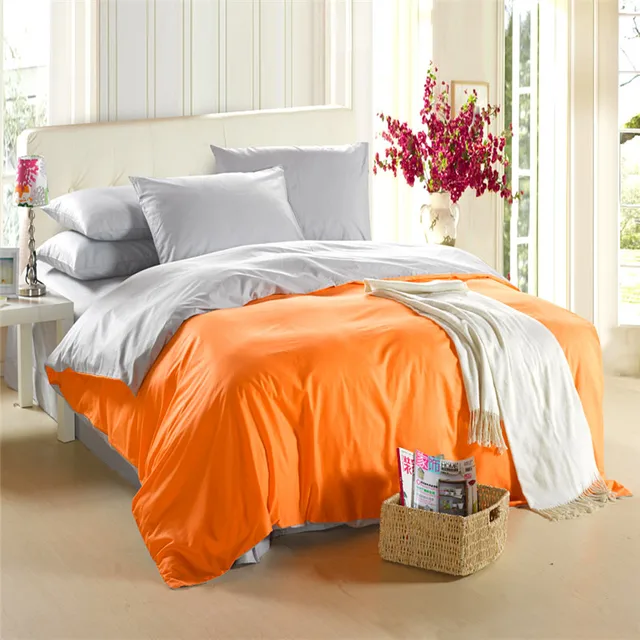 Orange silver grey bedding set King size queen quilt doona duvet cover double bed sheet