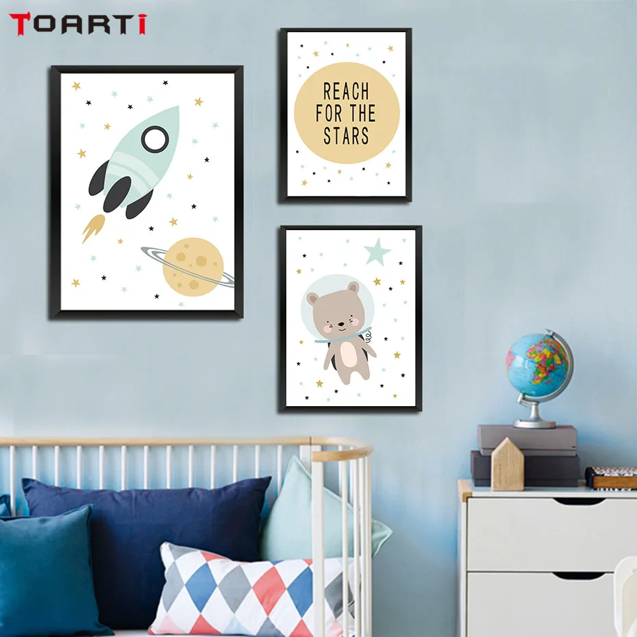 Rocker Planet Bear Canvas Art Painting  (4)