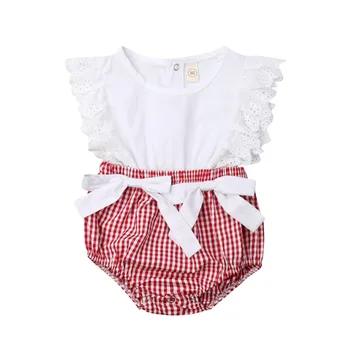 

Toddler Baby Girls Bodysuit 2019 New Kids Plaids Babygrow Vest with Bow Jumpsuit Outfit Sunsuit Summer Littler Children Clothes