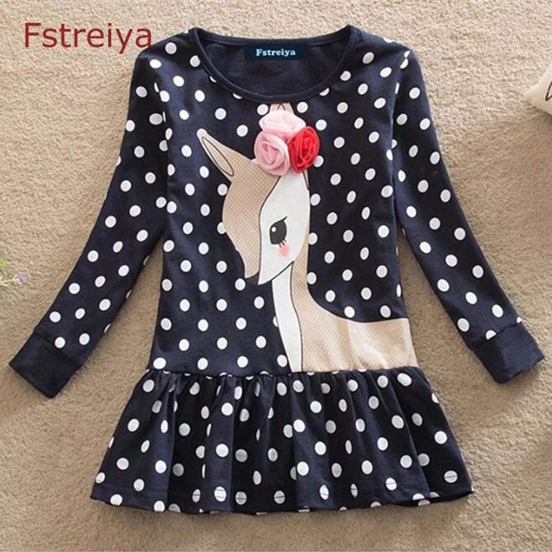 

Toddler girl Flower dress autumn 2018 baby girls dot princess dress kids christmas deer dresses for girls casual costume clothes