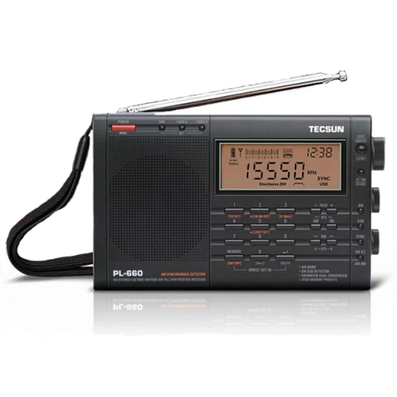 PL-660 PLL SSB VHF AIR Band радио приемник FM/MW/SW/LW многодиапазонный двойной TECSUN T0143 - Цвет: Черный