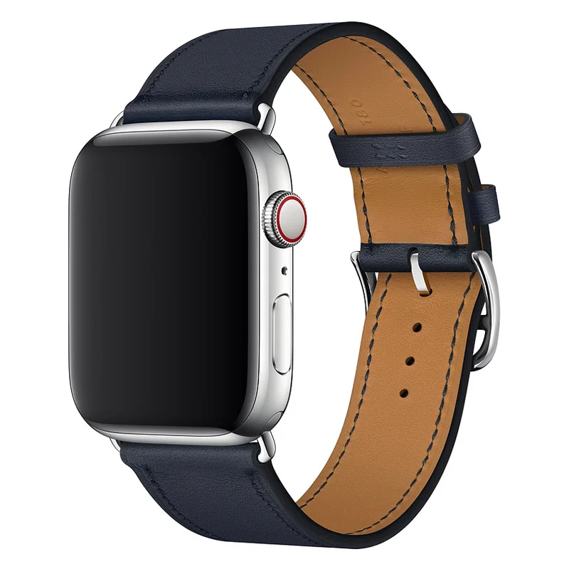 Ремешок EIMO для apple watch Band из натуральной кожи apple watch 4 3 38 мм iwatch band 42 мм 44 мм 40 мм одиночный походный браслет ремешок для часов - Цвет ремешка: Bleu Indigo