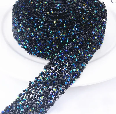 Прозрачные стразы с серебряными кристаллами для свадьбы, ширина 3 см, нарядное свадебное платье с поясом, украшение для свадебного торта - Цвет: blue AB color