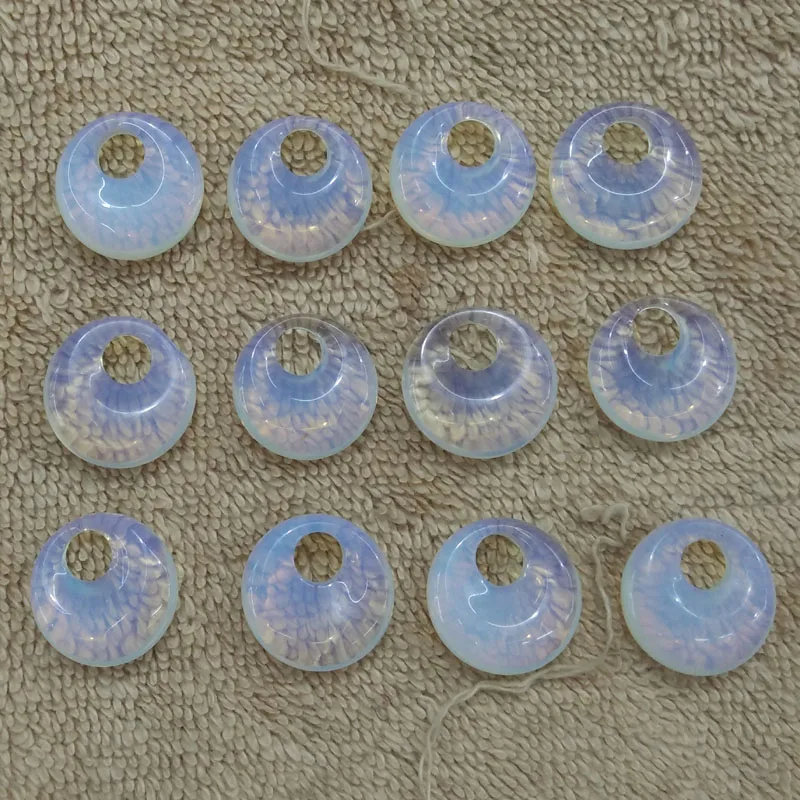

2016 New high quality opal stone gogo donut charms pendants beads 18mm for jewelry making Wholesale 12pcs/lot free shipping