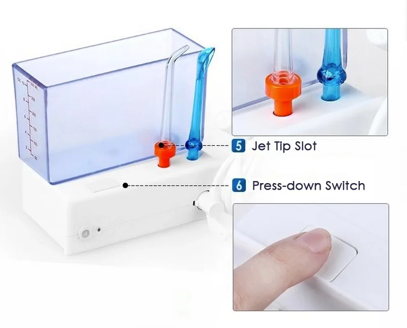 

5 Nozzles dental Water jet Flosser Oral Irrigator waterpick with 5Pcs jet tip & 300ML Water Tank dental hygiene
