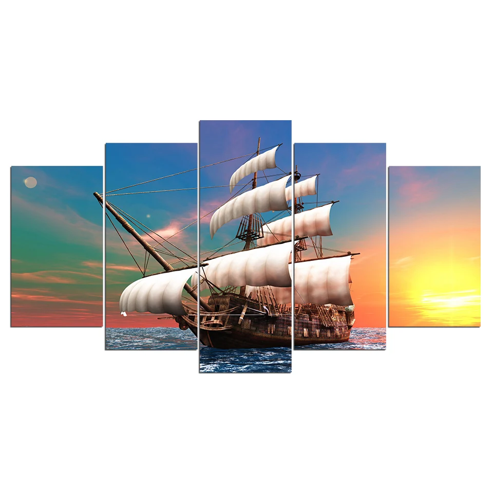 

ArtSailing HD print 5 piece canvas art Ship on the Sea home decoration accessories modern wall art canvas Poster with frame F003