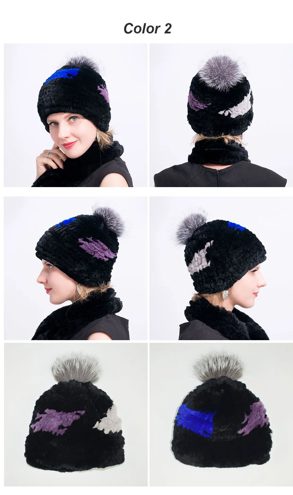 rex rabbit fur hat pompom color 2