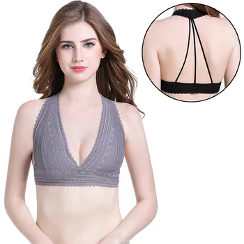 

Fashion underwear thin hang neck bra wireless sleeping bra sexy lace halter neck bra