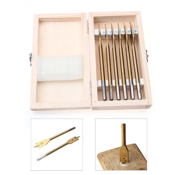 

6pcs HSS Titanium Coated Flat Drill Bits Set 10/12/16/18/20/25mm Hexagonal Shank Hole Wood Drilling Tools Drill Bits Set