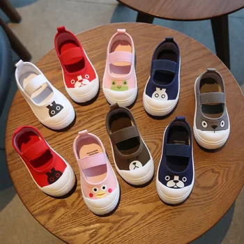 

Spring Summer Boys Girls Sneaker Children's Canvas Shoes Kid Non-slip Flat Casual Shoes Cute Cartoon Printed Peas Shoes