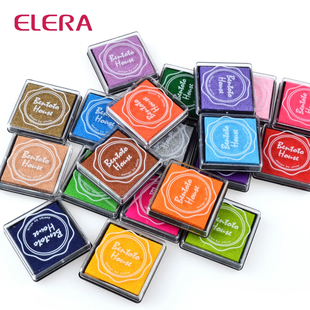 

ELERA 20pcs Candy Color Ink Pad DIY Craft Oil Based Ink Pad Rubber Stamps Water Inkpad Finger Paint Creative InkPad for Journal