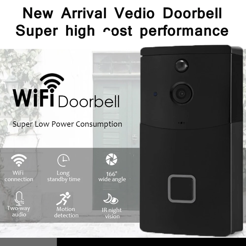 720 P Беспроводной Wi-Fi HD видео дверной звонок двухстороннее аудио ночного видения Обнаружение движения умный дверной домофон 6 месяцев в