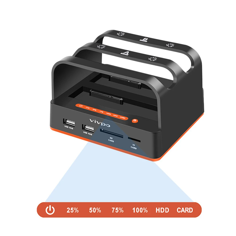 Двойной отсек USB3.0 2,5/3,5 дюйма SATA HDD док-станция жесткий диск Док-станция кардридер