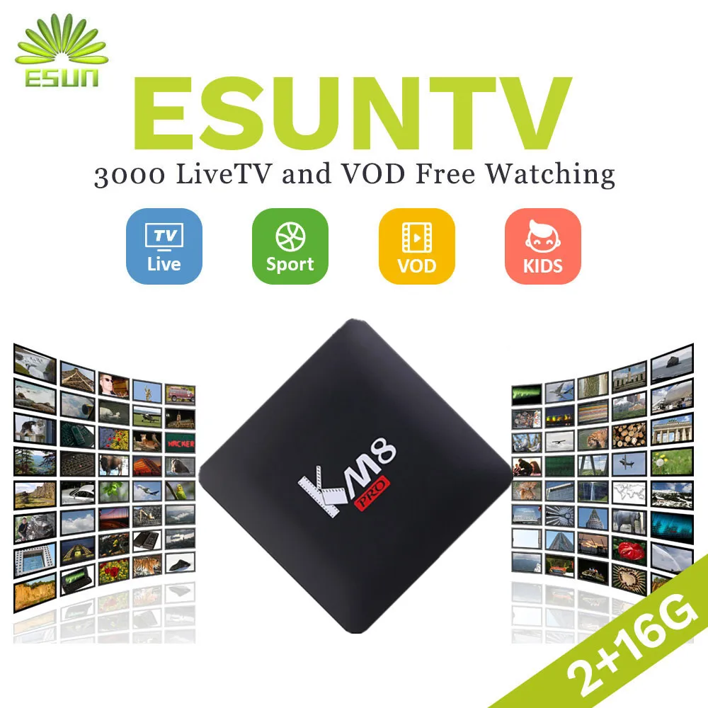 ESUN ТВ IP ТВ KM8 PRO ТВ коробка Android 6,0 S912 2/16 ГБ арабский Испании Великобритании французский Германия Италия Нидерланды Швеция Португалия EX-YU xxx свяжитесь с нами